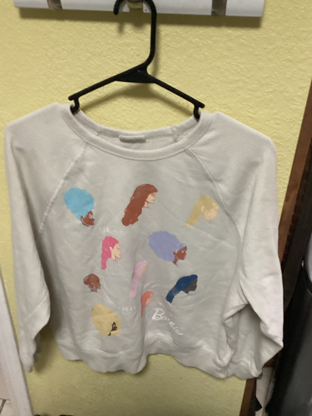 Barbie Cream Sweatshirt with Multicolor Profile Graphics